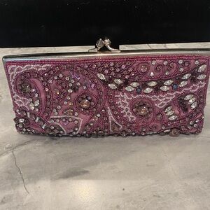Moyna Pink Beaded Clutch